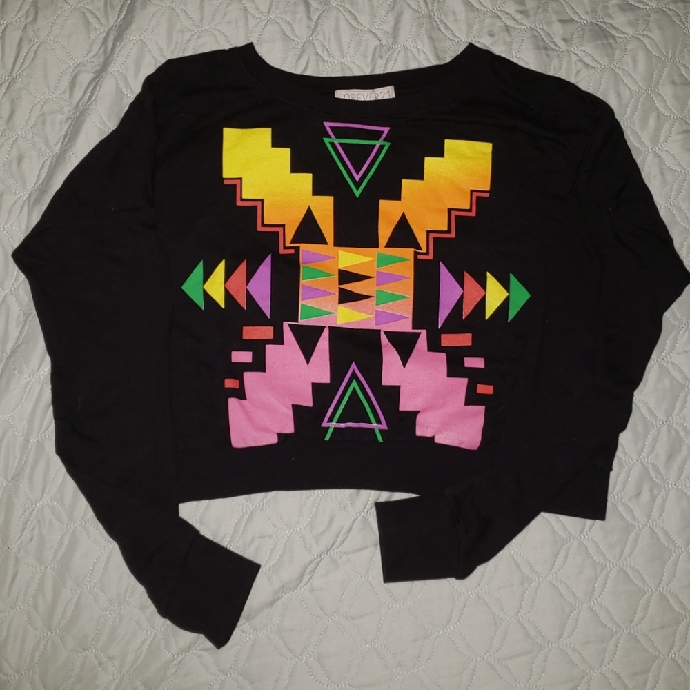 Black Long Sleeve Crop Top